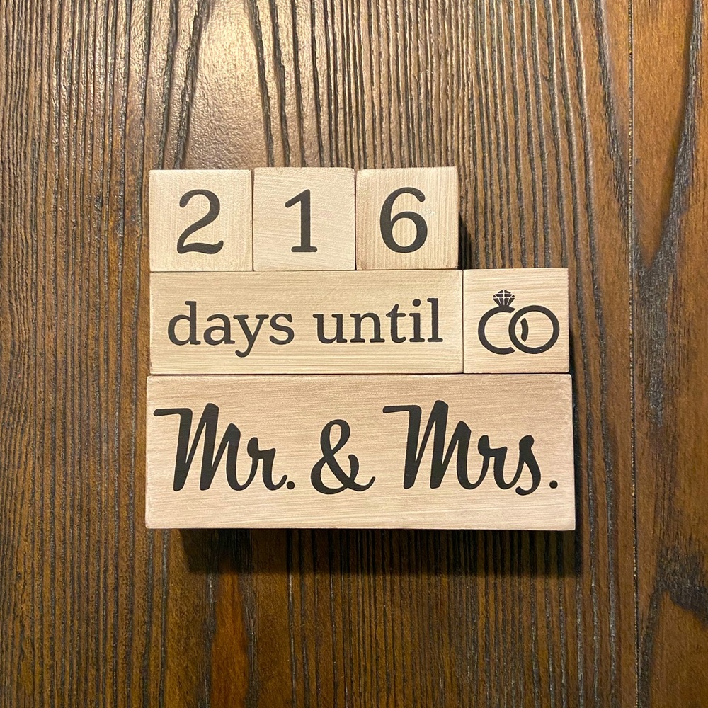 Wedding Countdown Calendar Wooden Blocks